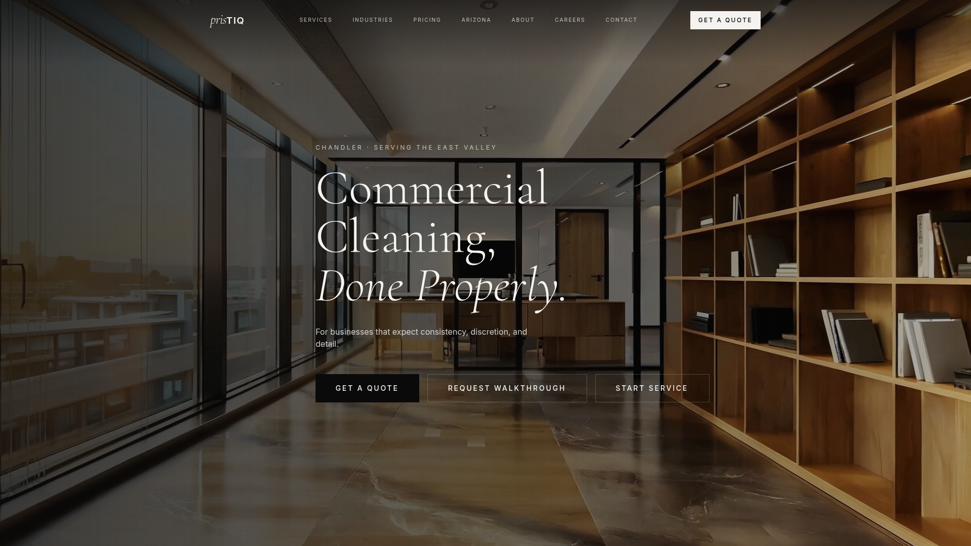 Pristiq Commercial Cleaning live website